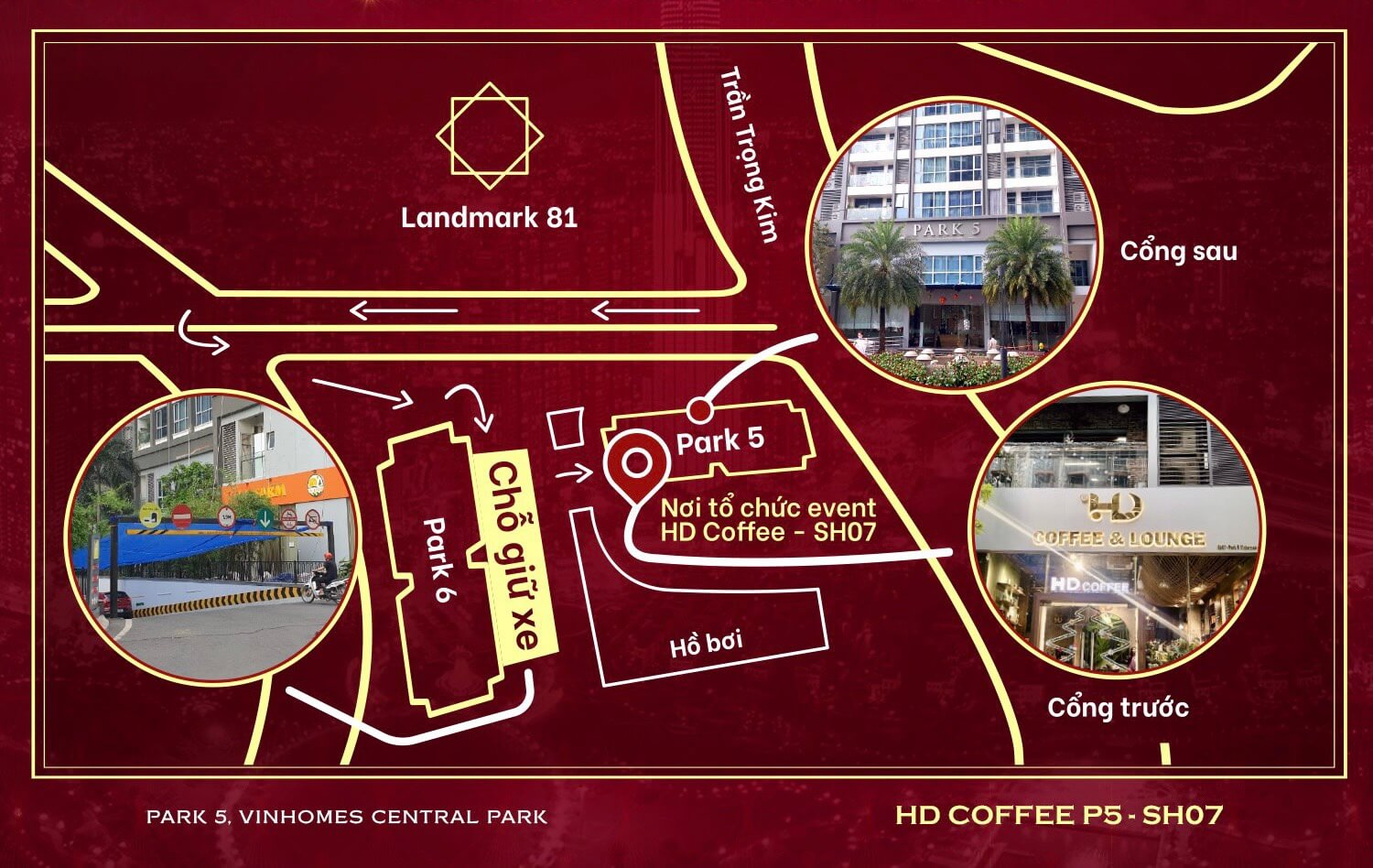 hướng dẫn đường đi đến HD Coffee Music Lounge Vinhomes Central Park